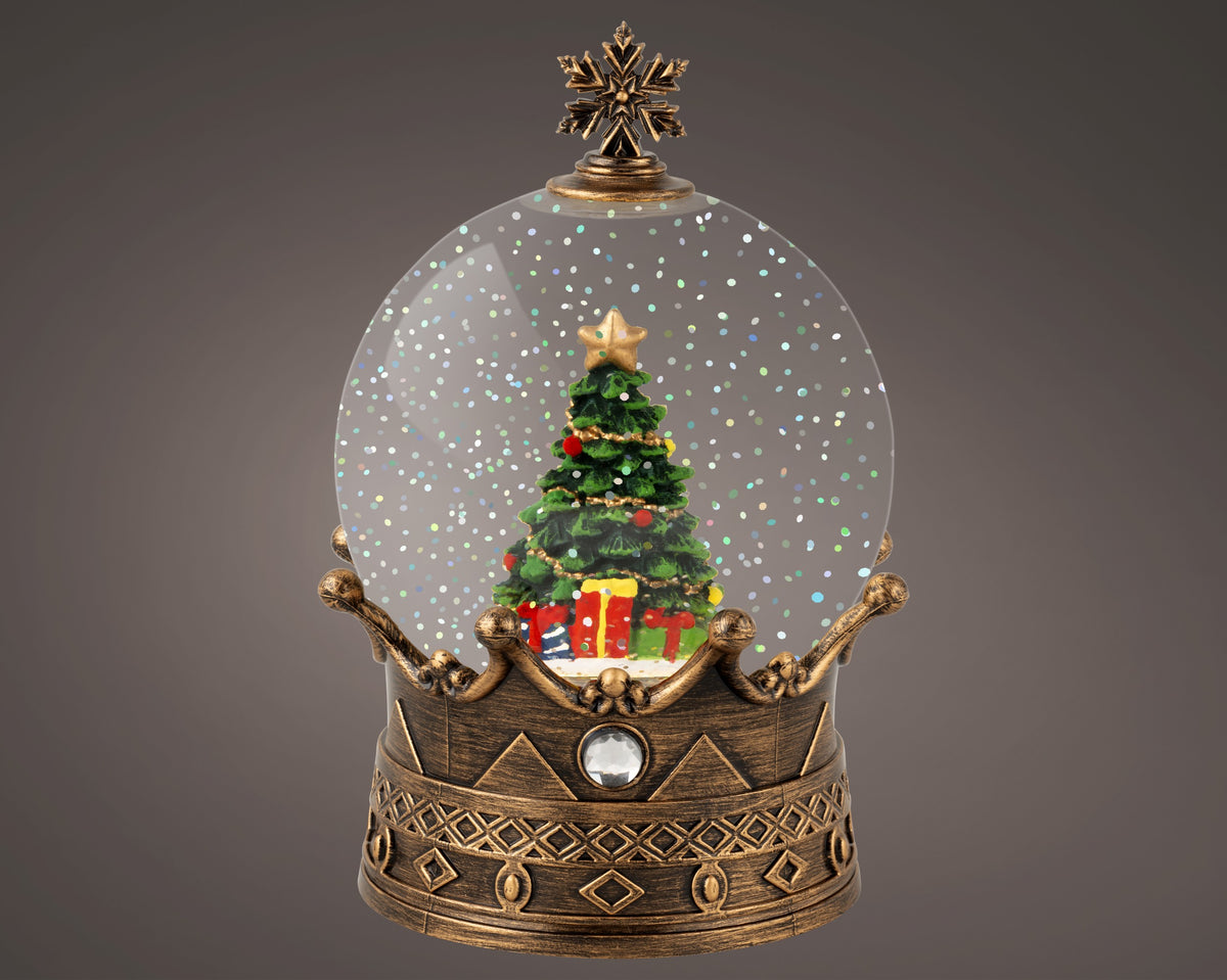Palla di neve LED water spinner D 12,5 cm altezza 19 cm oro Peraga Christmas