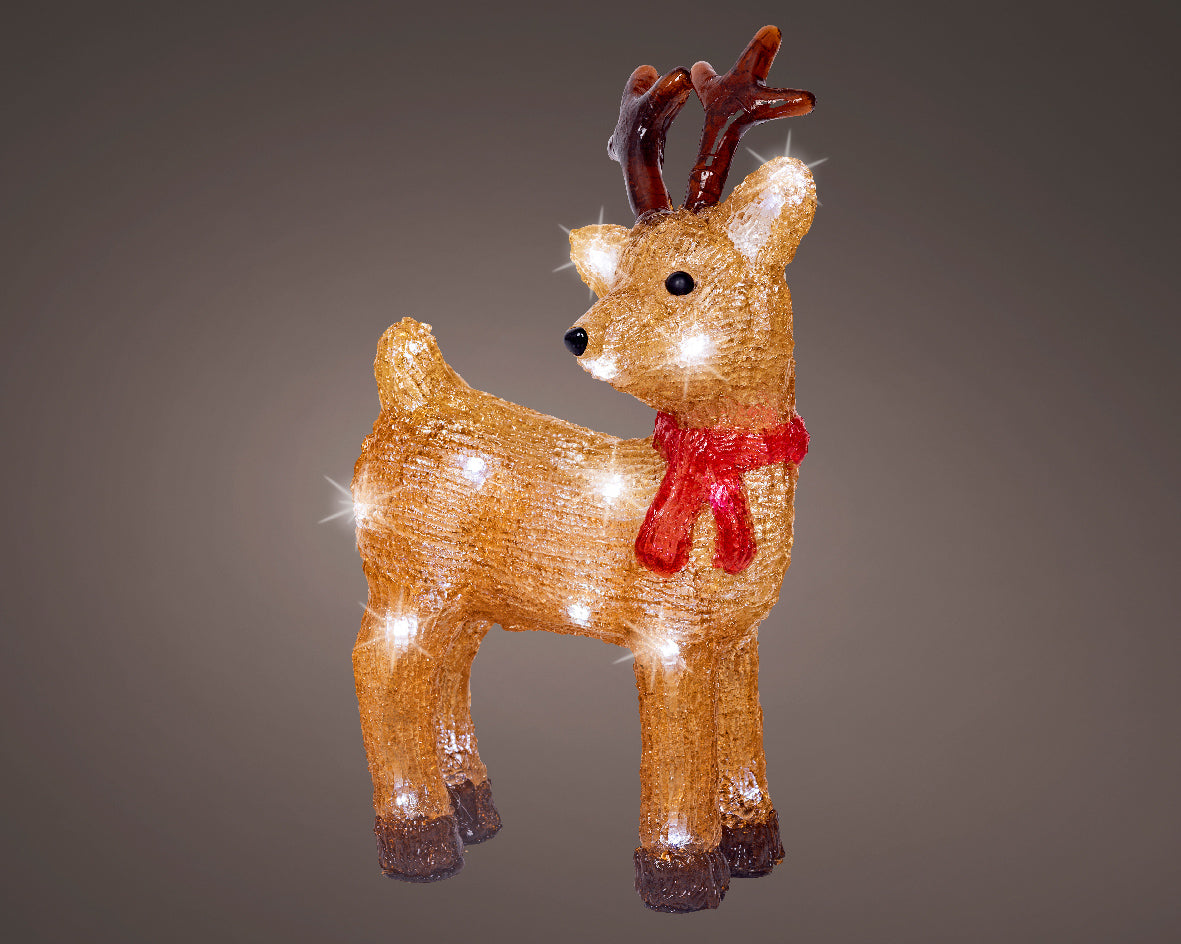 Renna decorativa a 24 LED, altezza 29,8 cm, colore marrone.