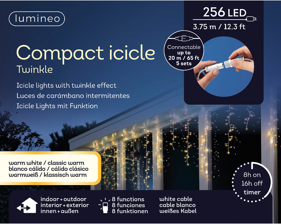 TENDA 256LED LUCE NATURALE BIANCO CALDO 375X60CM 8 FUNZIONI