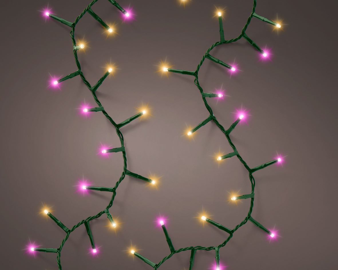 LUCI DI NATALE 1000 LED ROSA/BIANCO CALDO 2250CM 8 GIOCHI DI LUCE