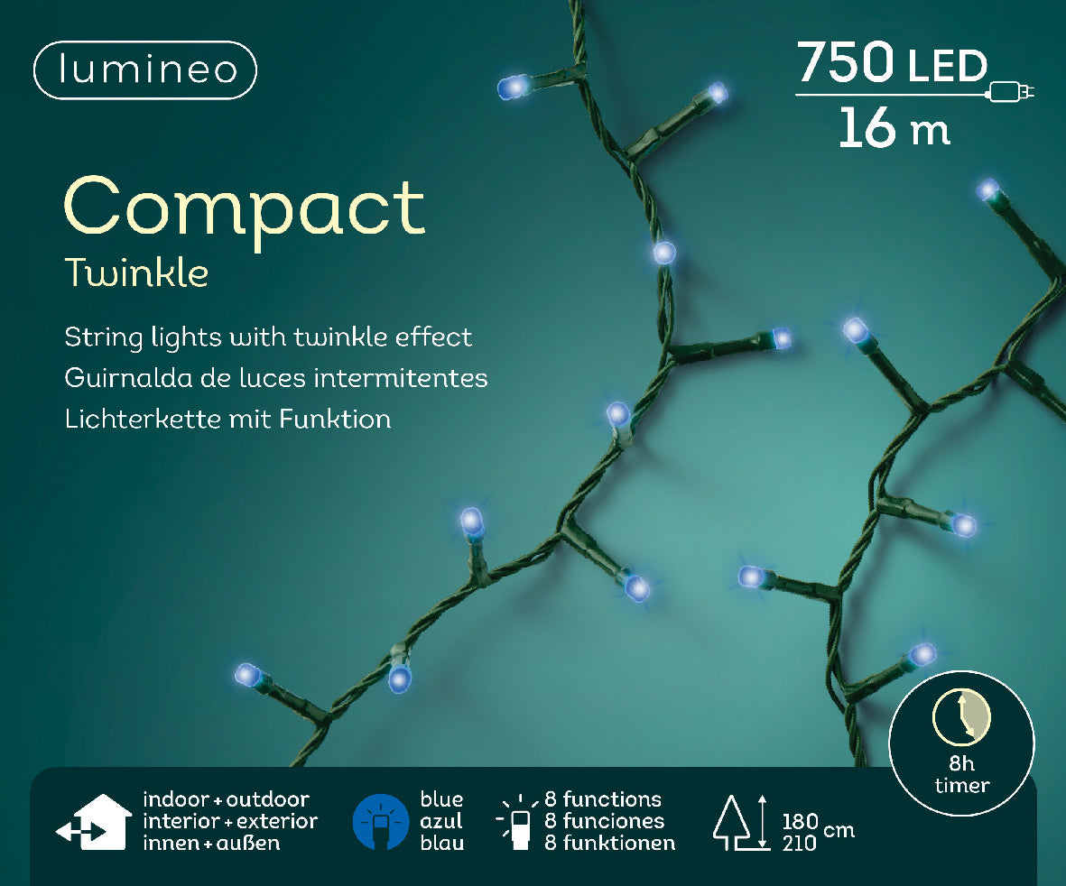 LUCI DI NATALE 1000 LED BLU 2250CM 8 GIOCHI DI LUCE