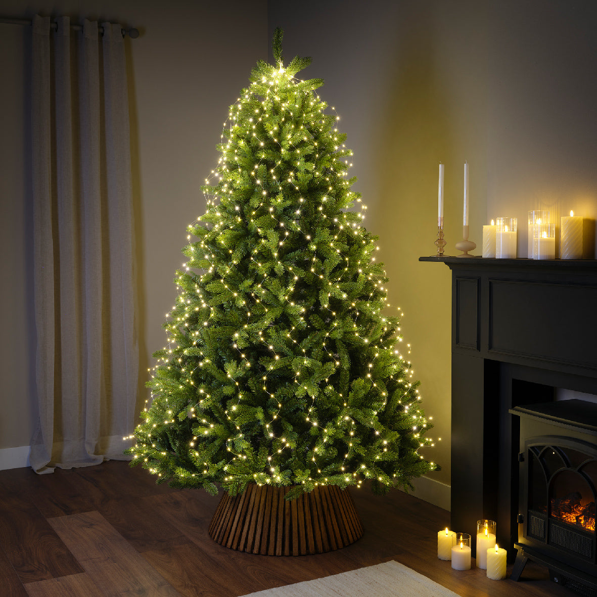 Micro LED a grappolo per albero di Natale con luce fissa, 180 cm, luce bianco caldo.