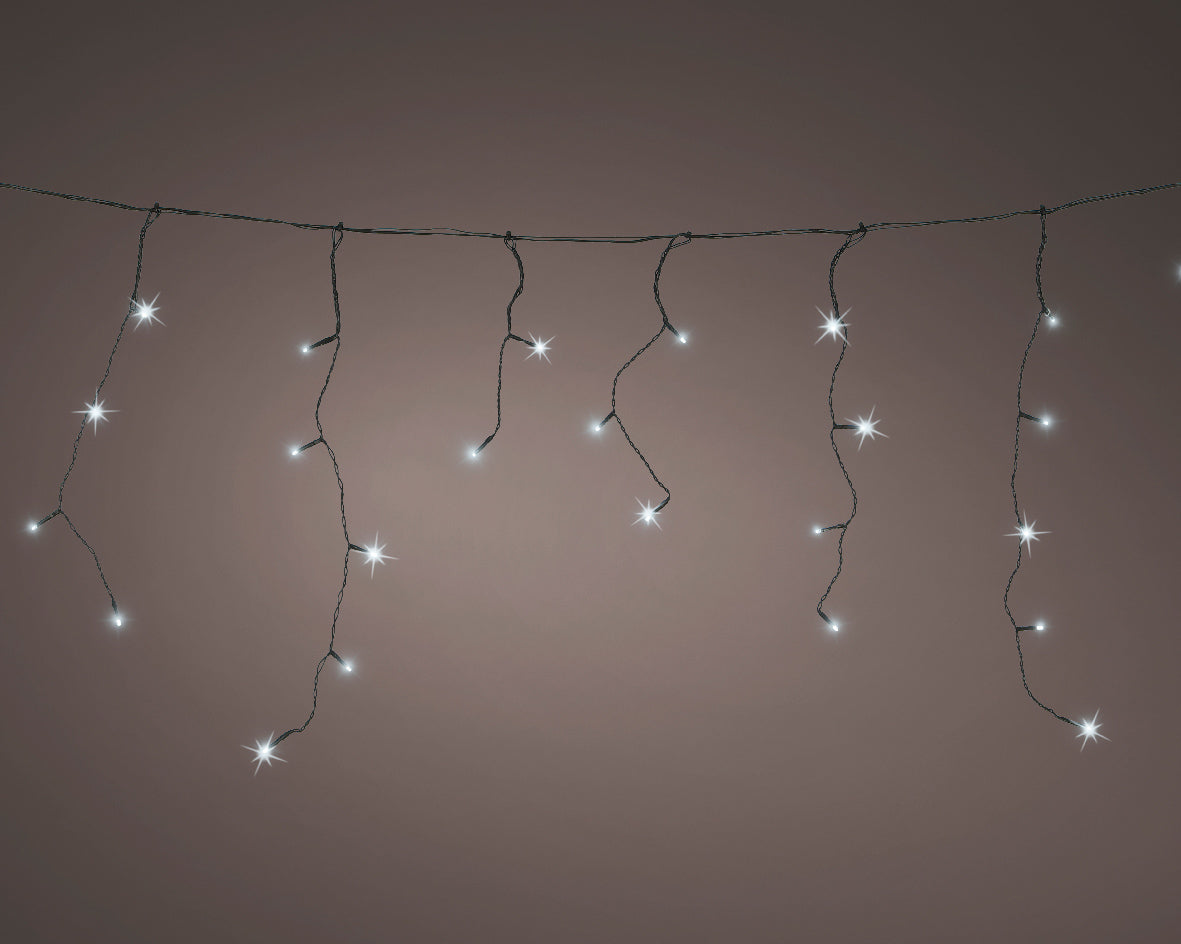 STALATTITI 259 LED BIANCO FREDDO DA ESTERNO 1100CM CON PANNELLO SOLARE