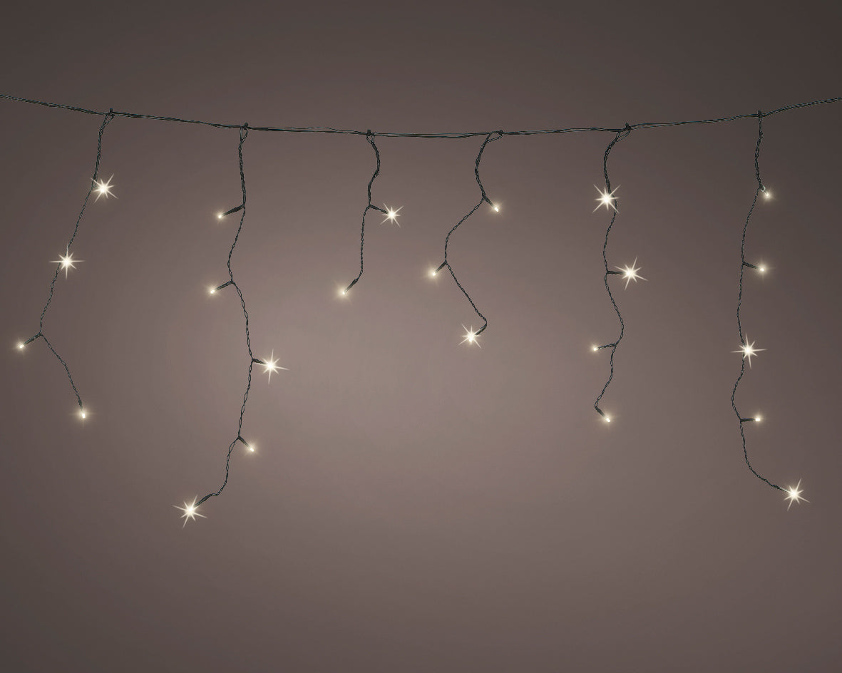 STALATTITI 259 LED BIANCO CALDO / NATURALE DA ESTERNO 1100CM CON PANNELLO SOLARE