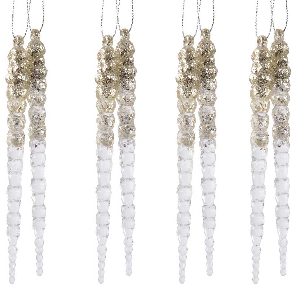 OFFERTA 4 STALATTITI DA APPENDERE 1,5X14,5CM CHAMPAGNE E ORO