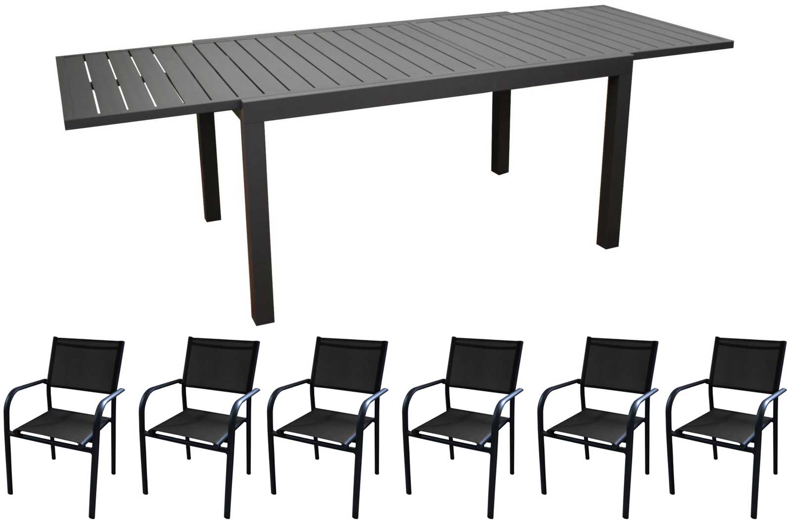 OFFERTA TAVOLO ALLUNGABILE 200/300X100 GRAFITE ALICE +6 POLTRONE DUCA