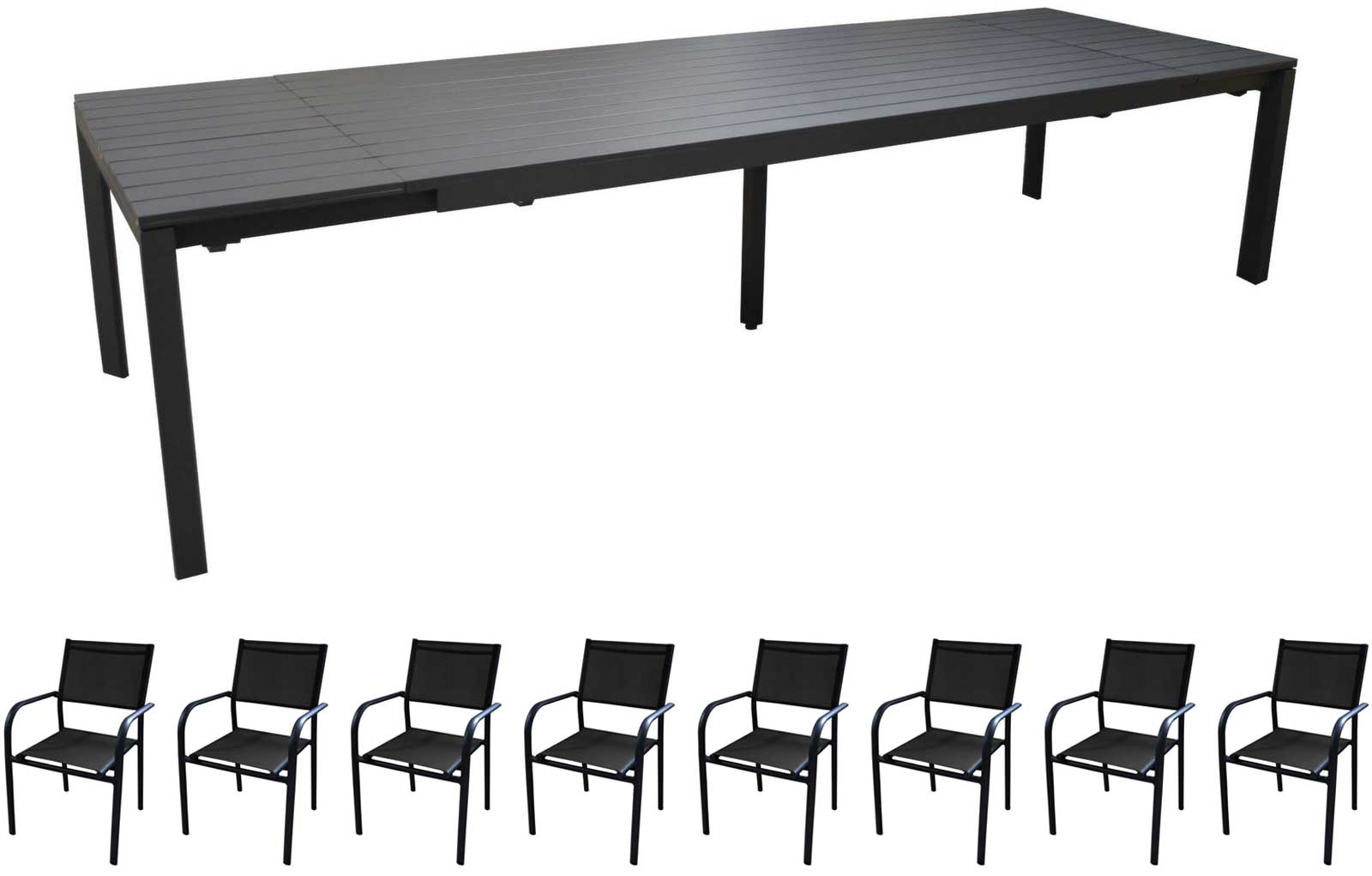 OFFERTA TAVOLO ALLUNGABILE 220/280/340X106 GRAFITE ELENA II +8 POLTRONE DUCA