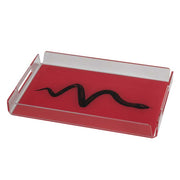 VASSOIO RETTANGOLARE MINI DA TAVOLO LIKE WATER ROSSO CON RITRATTO SNAKE 32X22X3,5CM