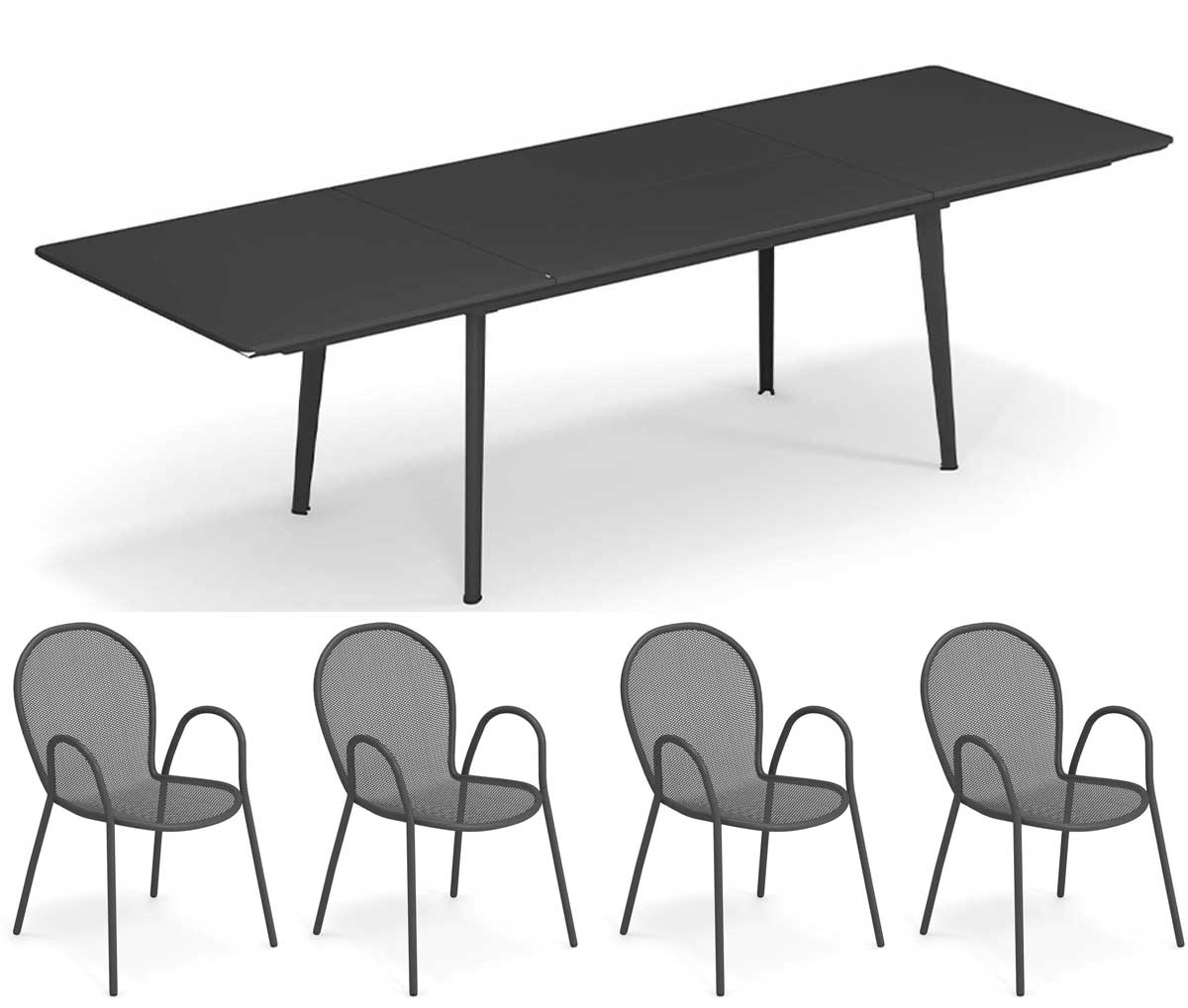 OFFERTA TAVOLO PLUS4 ALLUNGABILE 160+110X90CM  + 4 RONDA FERRO ANTICO