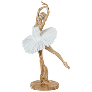 Statuetta Ballerina in Resina 12x9x32 cm Bianco Sabbia e Oro Peraga Home