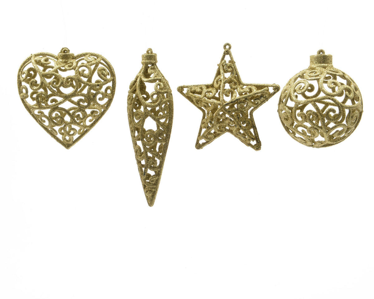 OFFERTA 4 DECORAZIONI NATALIZIE DA APPENDERE ORO