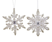 OFFERTA 12 FIOCCHI DI NEVE APPENDIBILI 0,5X9X13CM CHAMPAGNE ASSORTITI
