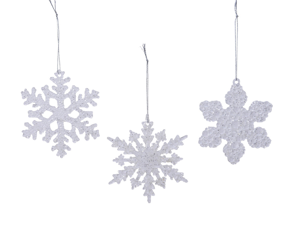 OFFERTA 6 FIOCCHI DI NEVE APPENDIBILI 10X10X0,5CM ASSORTITI