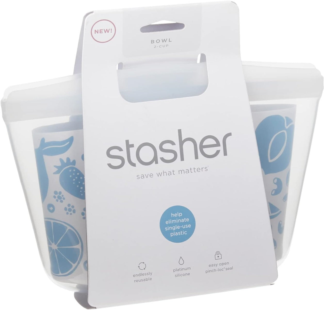 SACCHETTO BUSTA PER ALIMENTI RIUTILIZZABILE 100% SILICONE BOWL 2 CUP
