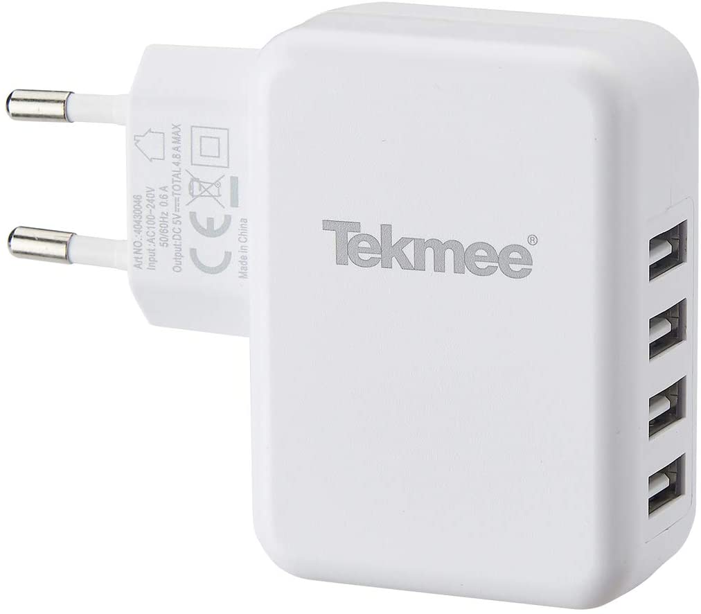 ADATTATORE MULTIPLO CON 4 USB BIANCO/NERO TEKMEE