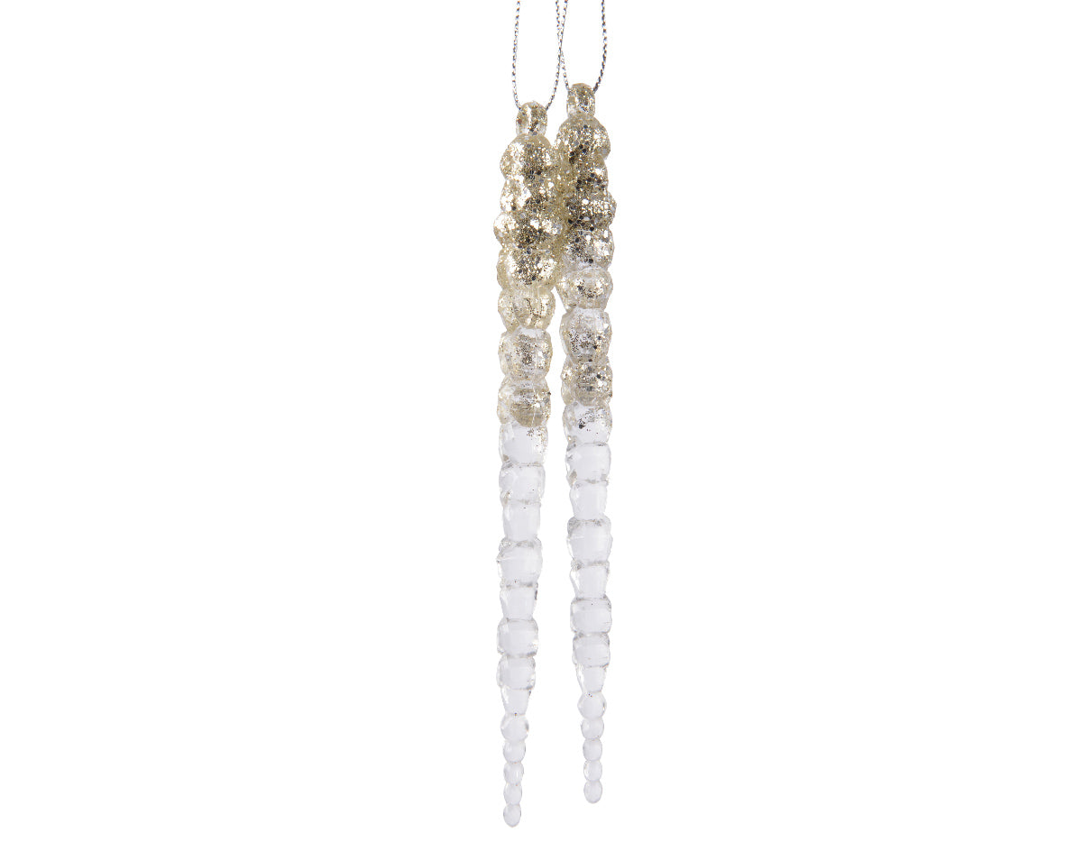 OFFERTA 4 STALATTITI DA APPENDERE 1,5X14,5CM CHAMPAGNE E ORO