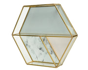 VASSOIO ESAGONALE IN VETRO 20,5X23,5X4CM FINITURA A SPECCHIO