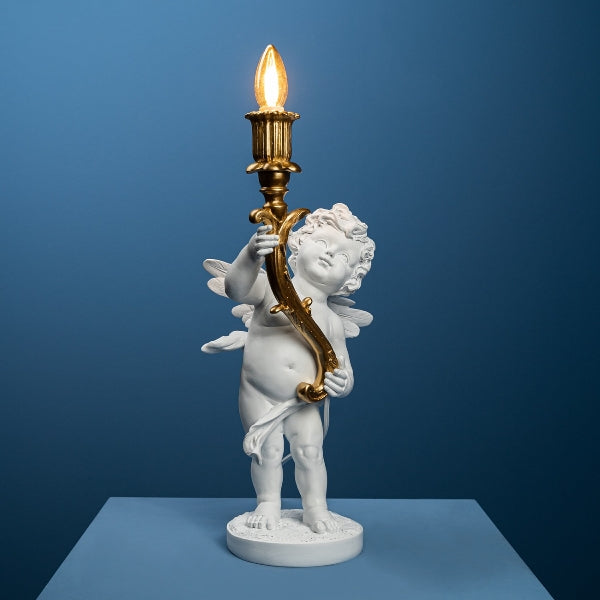 LAMPADA DA TAVOLO PUTTO 23X22X49CM BIANCO/ORO