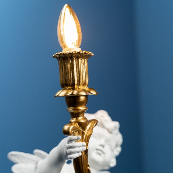 LAMPADA DA TAVOLO PUTTO 23X22X49CM BIANCO/ORO