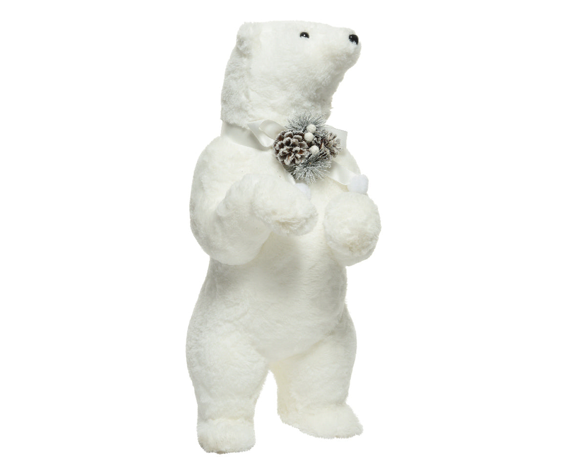 ORSO POLARE CON FIOCCO E PIGNA 35X29X67CM