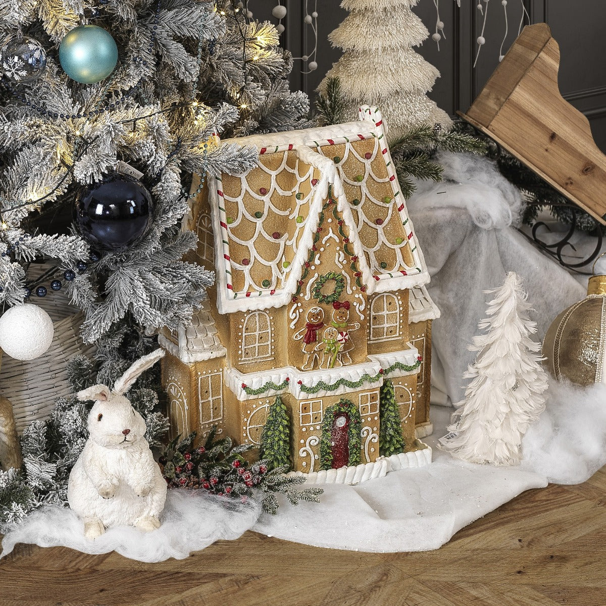 DECORAZIONE CASA NATALIZIA PAN DI ZENZERO 34,5X53X67,5CM - Gingerbread House Christmas