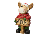 STATUINA RENNA NATALIZIA CON CARTELLO WELCOME H32,4 CM