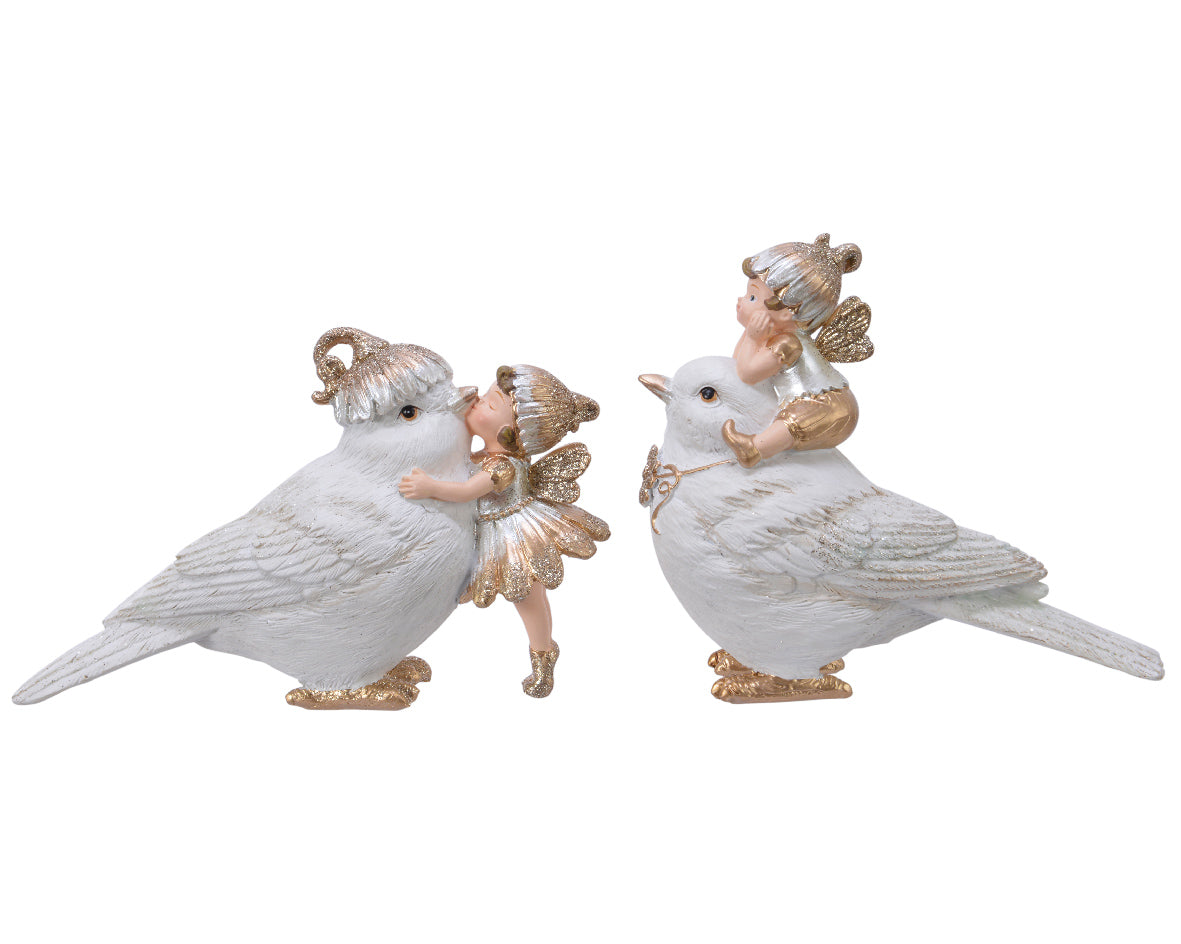 UCCELLINO CON BAMBINO/BAMBINA 5,3X12,3X10,8CM MODELLO ASSORTITO