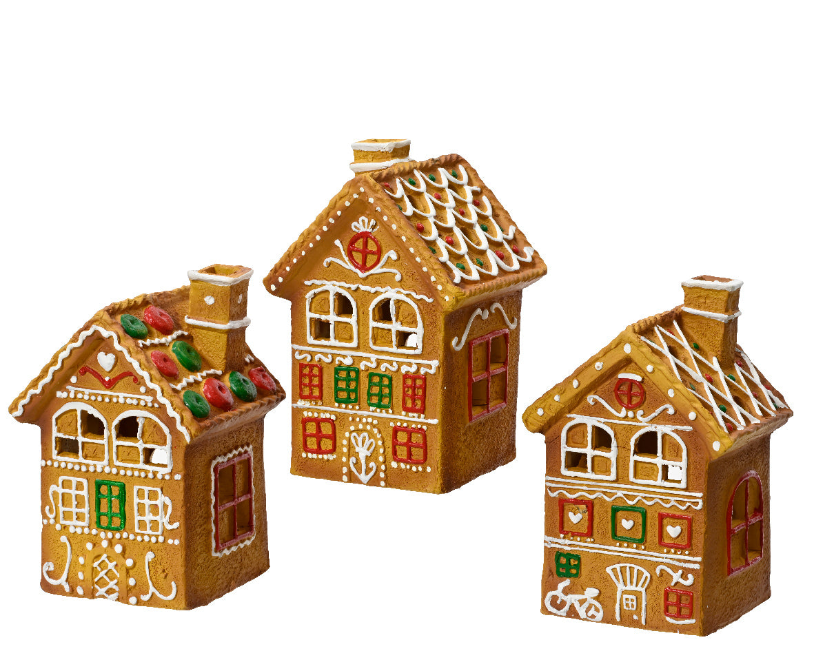 DECORAZIONE NATALIZIA, CASETTA DI MARZAPANE IN TERRACOTTA, 10.50X10.50X15.20 CM, MODELLO ASSORTITO