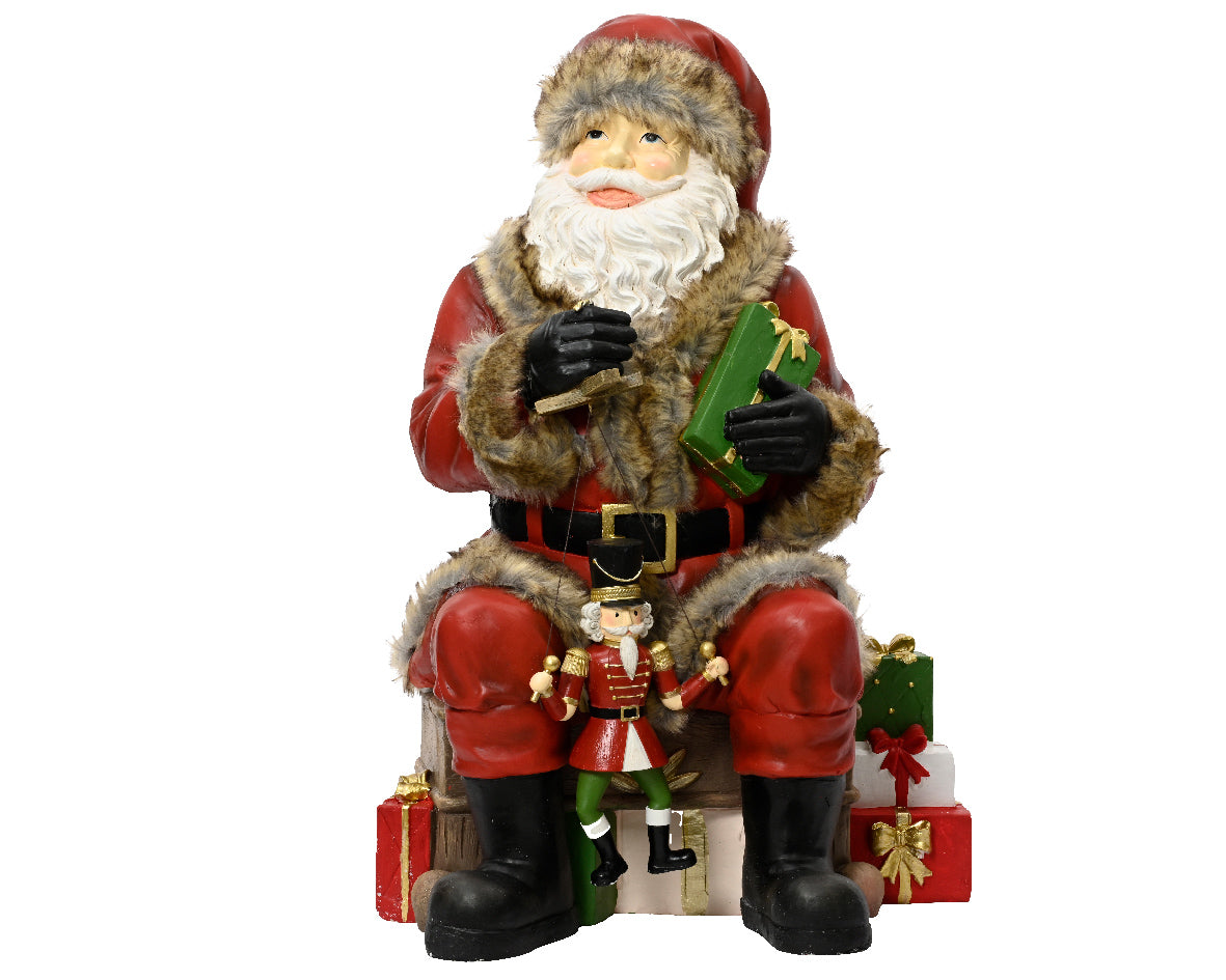 DECORAZIONE NATALIZIA, BABBO NATALE SEDUTO, IN POLIRESINA, 47X53X80 CM