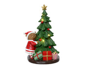 DECORAZIONE NATALIZIA, ALBERO DI NATALE CON ORSETTO E LED, 17.50X14.50X27.50 CM