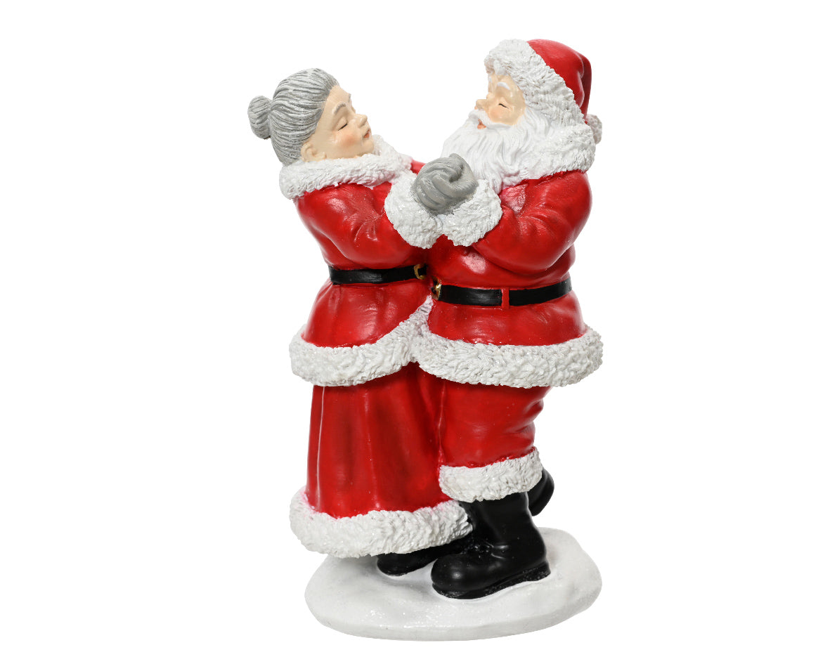 STATUINA IN POLIRESINA CON BABBO E MAMMA NATALE, 9.50X8X16 CM, COLORE ROSSO