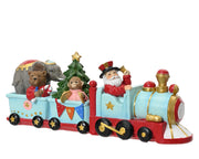 Trenino natalizio Babbo natale e animali decorazione H11cm