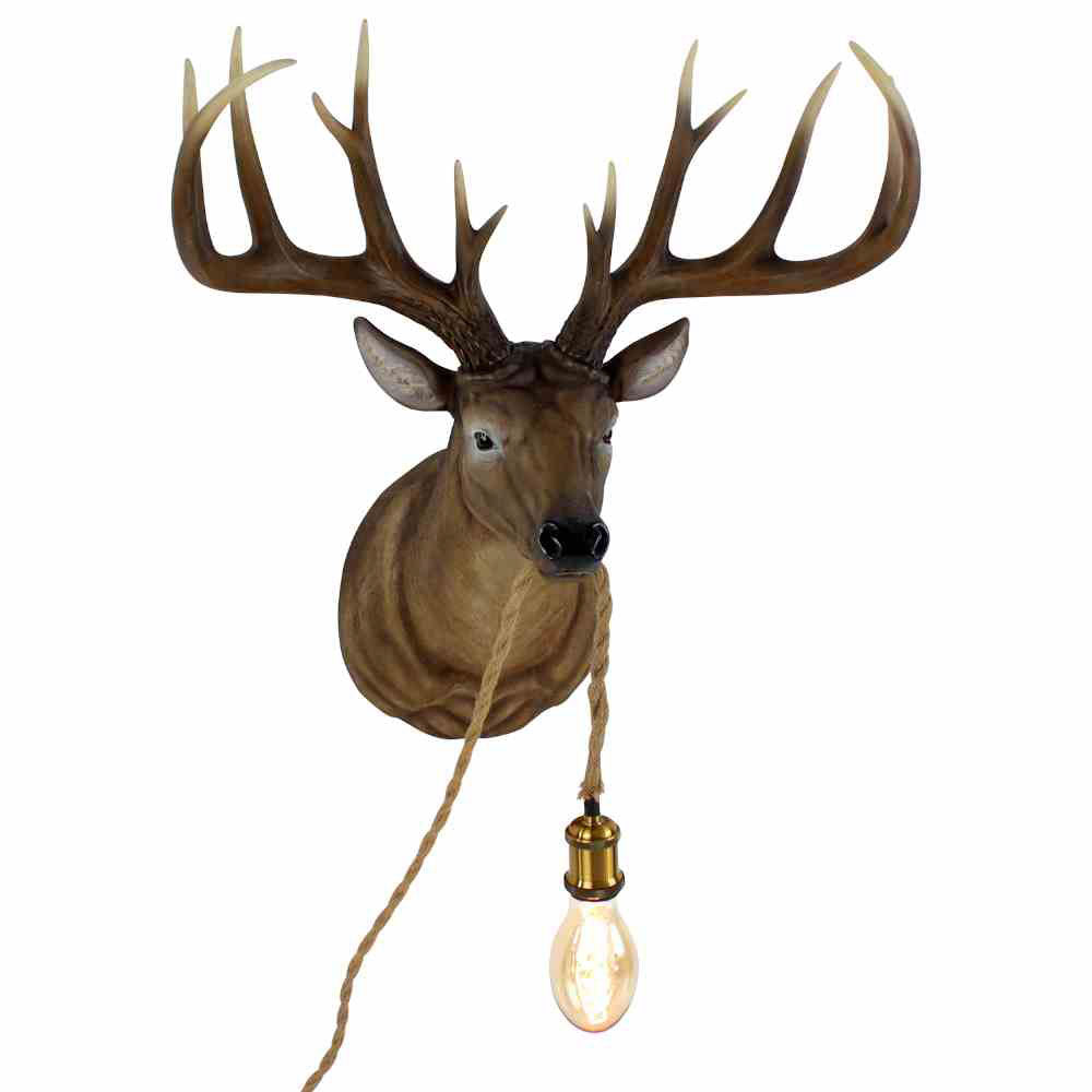 LAMPADA DA MURO TESTA DI CERVO 57,5X41,5X73,5CM HARRY MARRONE
