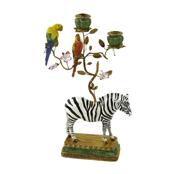 PORTACANDELA A FORMA DI ZEBRA, 27X9X45CM, IN POLIRESINA