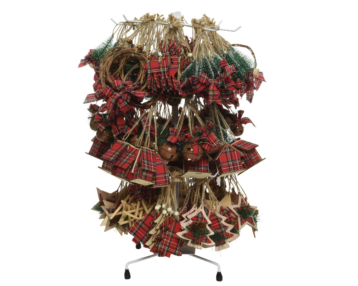 OFFERTA 6 DECORAZIONI DI NATALE FANTASIA SCOZZESE H8,5CM MODELLO ASSORTITO