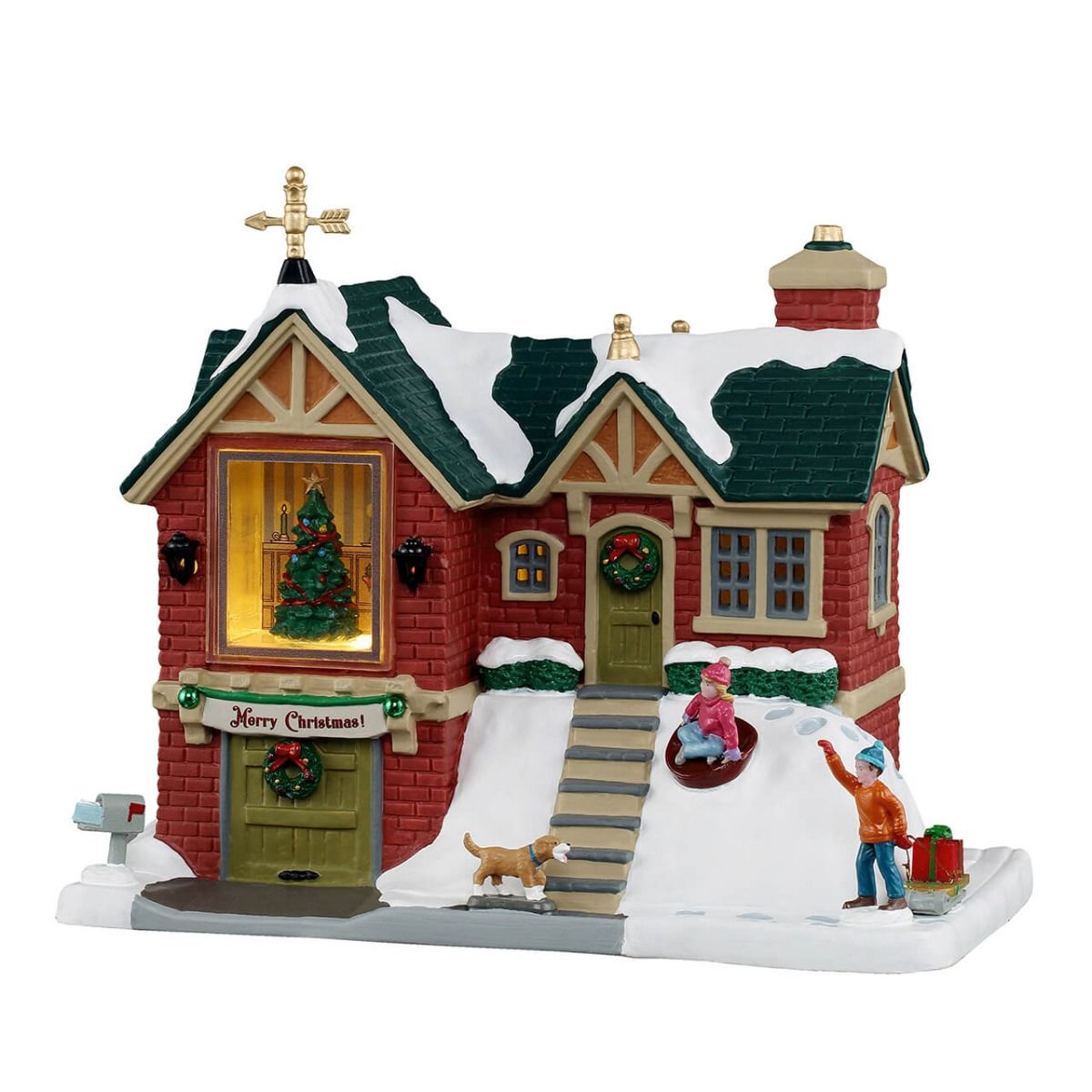 OFFERTA LEMAX CADDINGTON VILLAGE - THE LITTLE BRICK HOUSE + MAILBOX DECORATING + BUTTERNUT TREE, SMALL