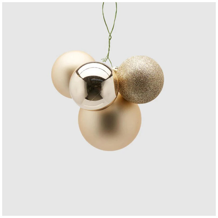 PALLINE DI NATALE GRAPPOLO 4 PEZZI, Ø6-8CM, ORO