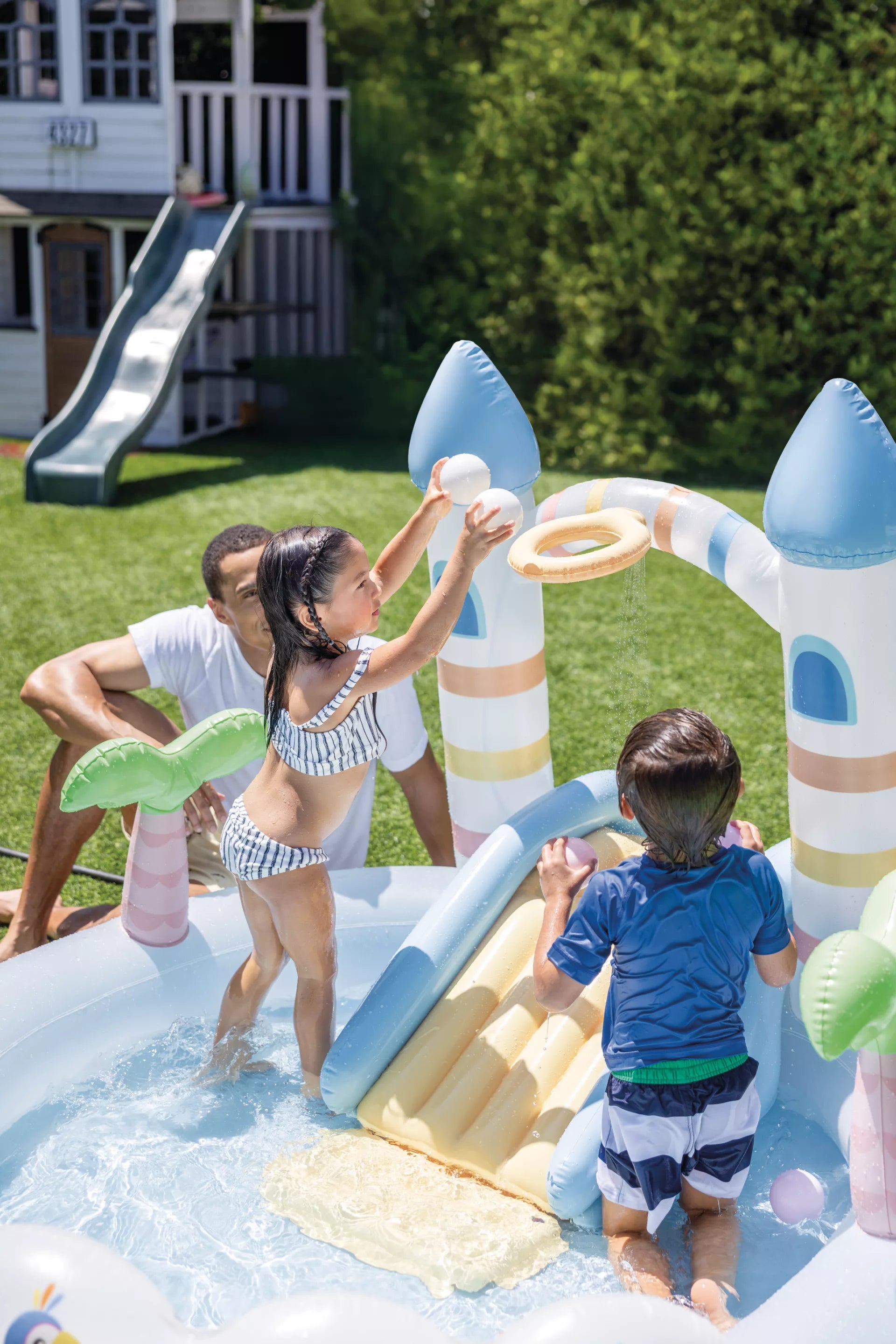 Piscina gonfiabile Play Center Castello Unicorno 198x178x127 cm arcobaleno INTEX