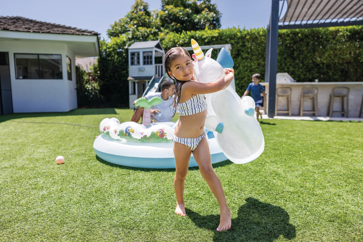 Piscina gonfiabile Play Center Castello Unicorno 198x178x127 cm arcobaleno INTEX