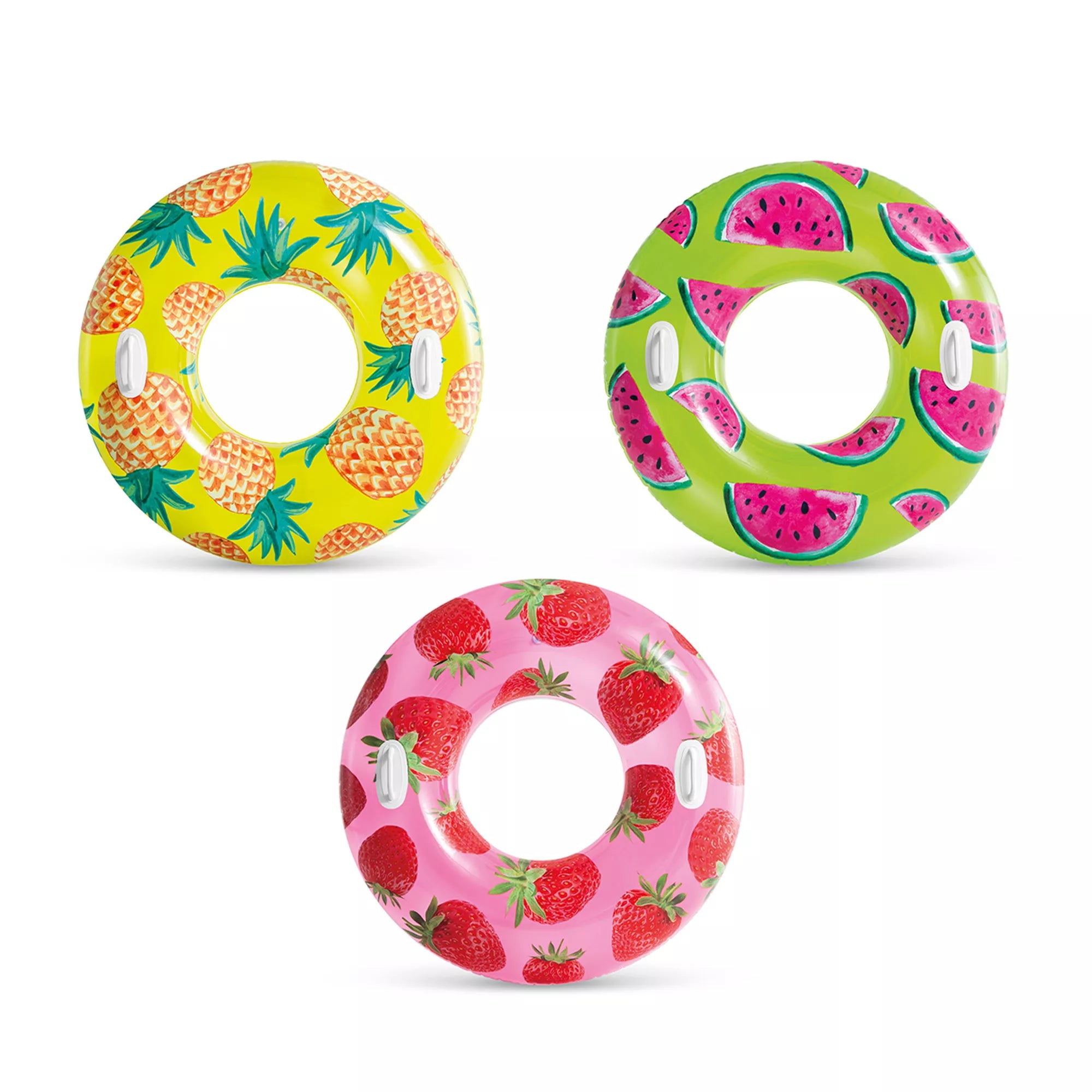1 aufblasbarer tropischer Donut mit Griffen, verschiedene Farben