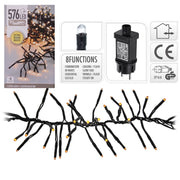 LUCI NATALE GHIRLANDA 576 LED EXTRA BIANCO CALDO CON GIOCHI DI LUCE