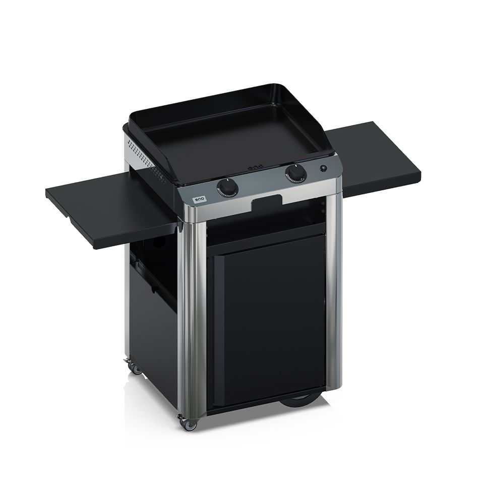ENO Plancha a Gas Fusion 60 con Carrello Inox, 60 cm, Acciaio Inox