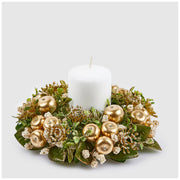 CORONA PORTA CANDELE CON MELE E FOGLIE, Ø20CM