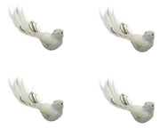 OFFERTA 3 UCCELLINI BIANCHI CODA LUNGA CON CLIP 4X17X4.5CM