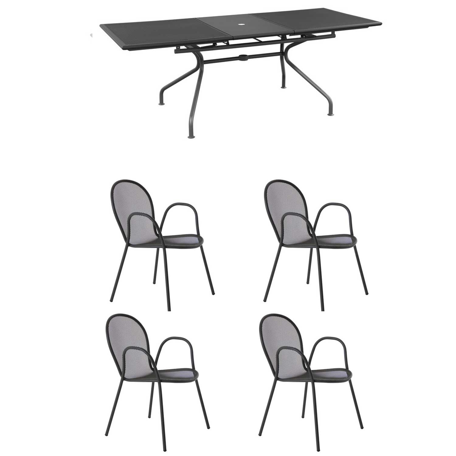 OFFERTA SET TAVOLO ATHENA ALLUNGABILE 160/210X90 + 4 POLTRONE RONDA COLORE A SCELTA