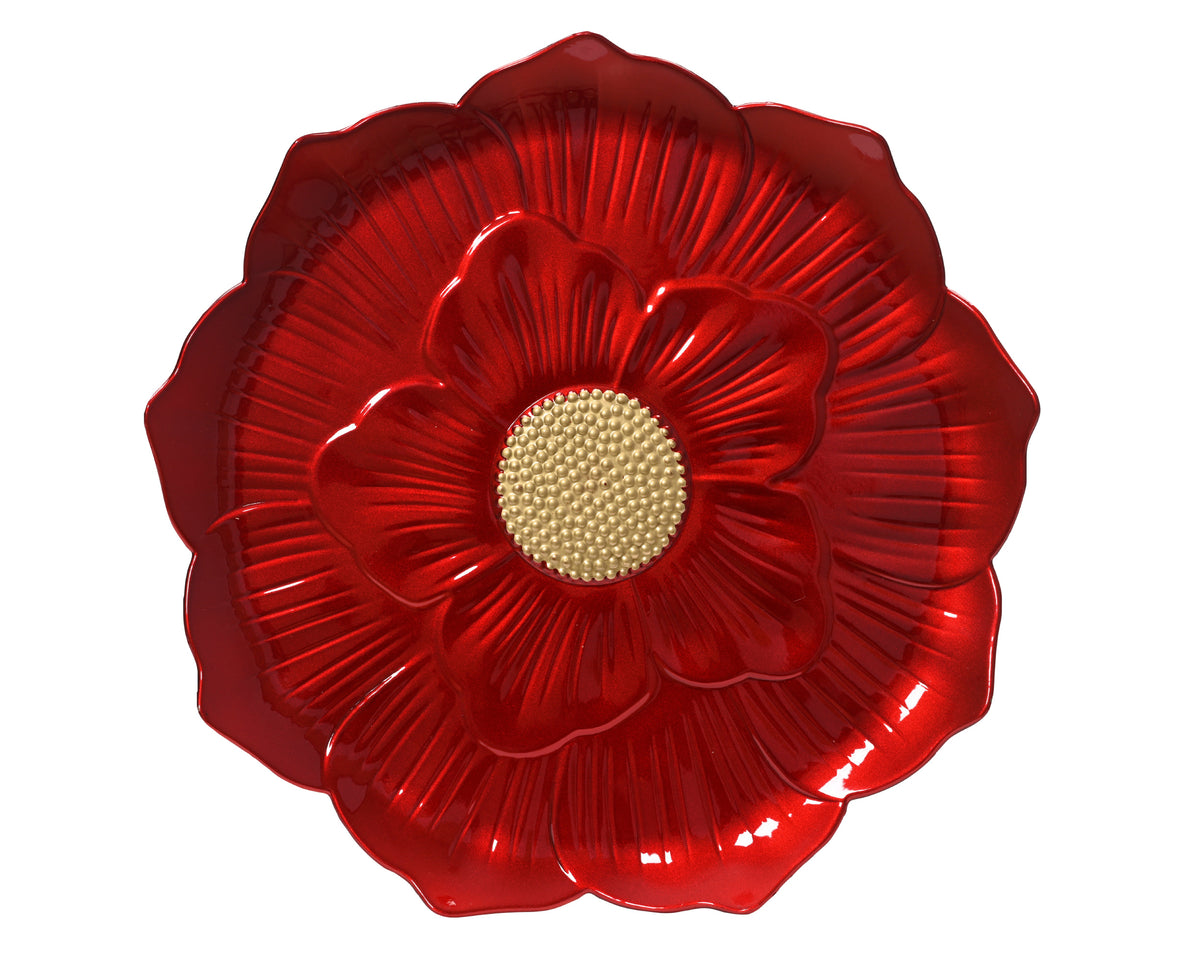 Sottopiatto decorativo a fiore D 33 cm rosso/oro Peraga Christmas
