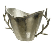SECCHIELLO PORTA BOTTIGLIA 19,5X36X22CM ARGENTO CON CORNA DI CERVO