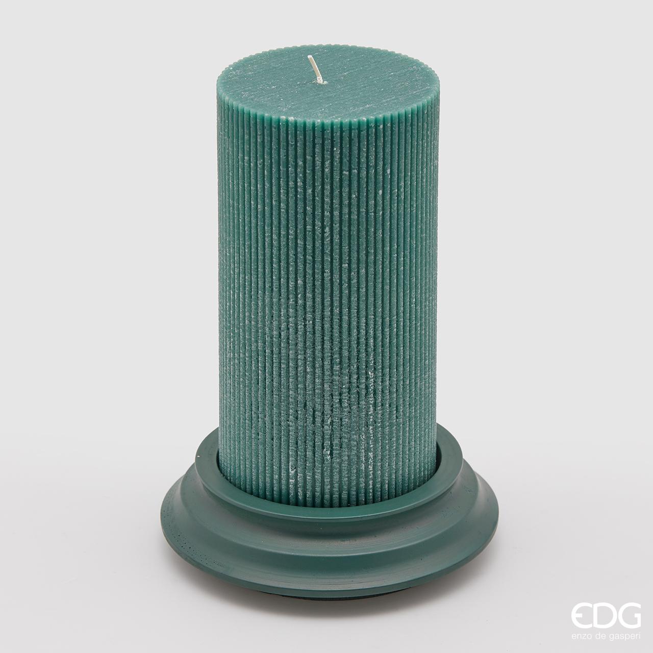 ELEGANTE CANDELA DORICA C/PIATTO D.10X20CM VERDE