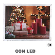 QUADRO NATALIZIO CON PACCHI REGALO 42X32X3CM CON MICROLED BIANCO CALDO