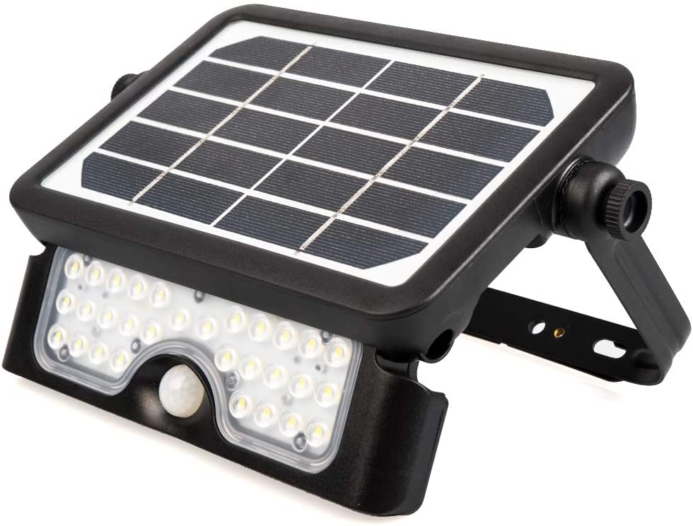 FARO LED 5 W RICARICA SOLARE LUCE FREDDA 6000K NERO